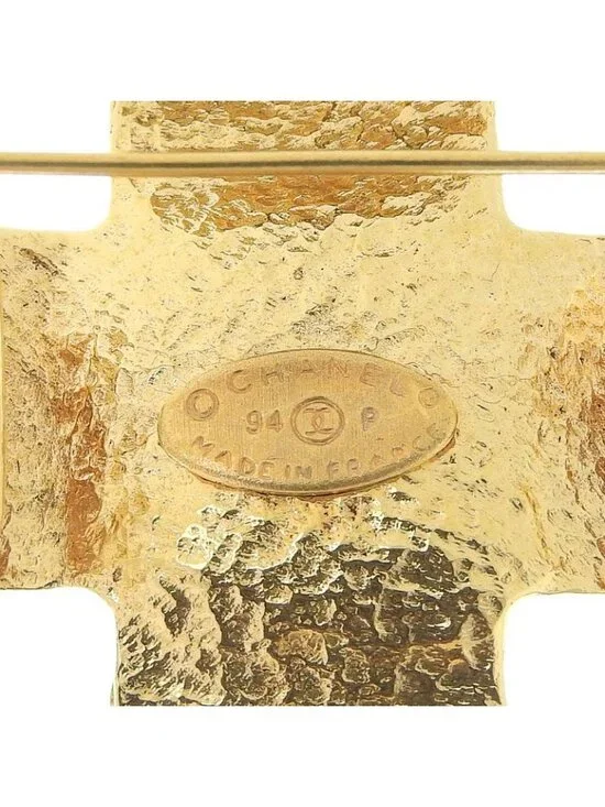 Chanel Cross Coco Mark Vintage Gold Plated 94 P 33 g Brooch - Picture 3 of 4